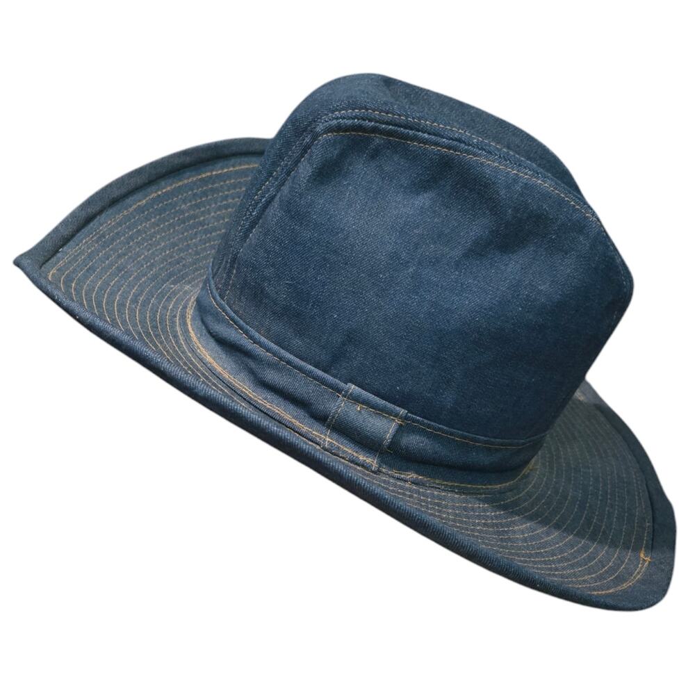 Denim Wide-Brim Women's Hat - Blue
